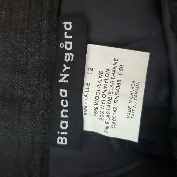 Bianca Nygard 75% Wool Blend Pleated Charcoal Gray Womens Dress Pants Sz 12 Tall - Picture 15 of 15